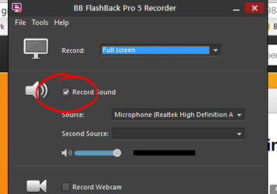 Tick the microphone option to record your voice